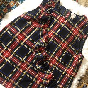 J Crew Factory- Tartan Plaid Taffeta Ruffle Tank